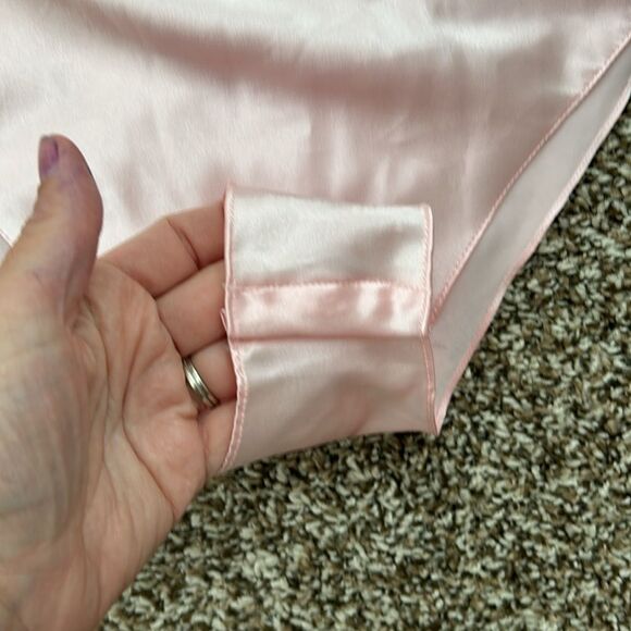 Vintage 80s Victorias Secret Gold Label Pink Lace Nightie Sexy Bodysuit Medium - Picture 12 of 16